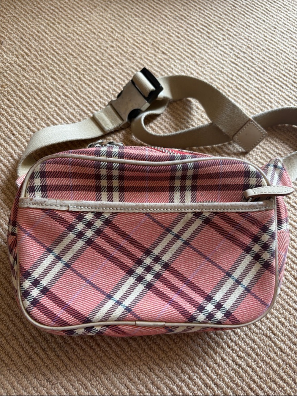 BURBERRY Pink Plaid Crossbody Bag bun bag Fanny pac- Casual Women's Shoulder Bag